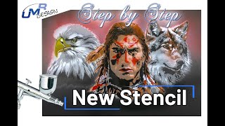 3 Tutorial Multilayer Stencil Native American  Airbrush Schablonen Step by Step also for beginner [upl. by Behl]