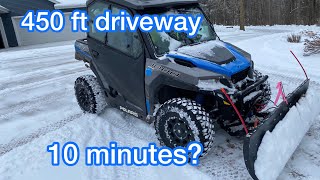 Polaris General  Plowing 450 feet of driveway in 10 minutes [upl. by Allina]