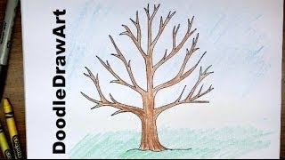 How To Draw A Tree Without Leaves  Easy Drawing Tutorial for Beginners [upl. by Edgard]