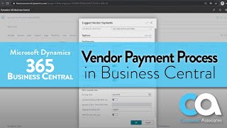 Vendor Payment Process in Business Central [upl. by Yerrok]