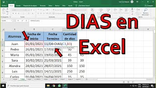 Excel Formula para contar días entre fechas [upl. by Litman439]