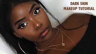 DARK SKIN MAKEUP TUTORIAL SUMMER  Freckles on Dark Skin  WOC [upl. by Llemaj]