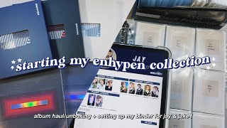 starting my enhypen collection ✰ album haulunboxing  setting up my photocard binder for jay amp jake [upl. by Sinnelg]