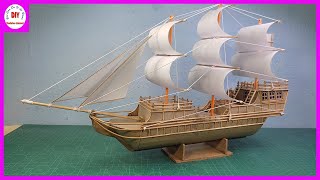 How to make a boat models with cardboard 3  Sailboat  Do It Yourself [upl. by Tracie]