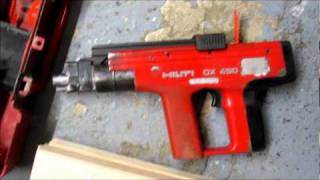 Firing a Hilti DX450 into 70mm of timber [upl. by Aissyla]