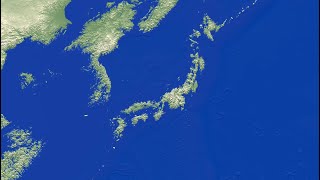 4k海面上昇下降シミュレーション・日本周辺版Sea level rise and fall simulationJapan [upl. by Lemak]