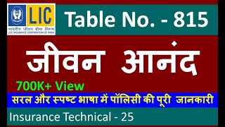 LIC Jeevan Anand Table No 815 जीवन आनंद 815 [upl. by Sisto751]