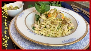 Trofie with Swordfish Eggplants Pistachios and Oranges Easy Quick and Delicious Italian pasta [upl. by Delila764]