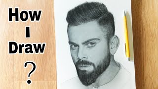 How I Draw Virat Kohli  step by step  Part 1 😀 [upl. by Anev751]