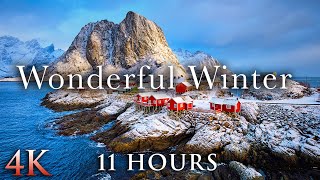 WONDERFUL WINTER 4K  11HRs of Epic Snow Scenes  Calming Music by Nature Relaxation™ [upl. by Maribel]