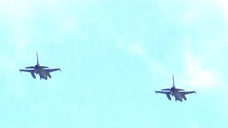 Salute from Coligny F16s C17 fly over beach July 4 [upl. by Sharos]