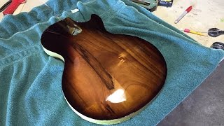 How to Spray a freehand Sunburst Lacquer Finish on a Custom Koa Les Paul Style Guitar [upl. by Uel401]