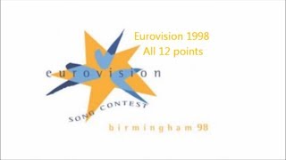 Eurovision 1998 All 12 Points [upl. by Herodias]