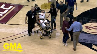 College basketball player collapses on court l GMA [upl. by Ilatan]