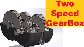 TwoSpeed Gearbox designed by Solidworks ShamsCAD MECHANICAL ENGINEERING amp CAD SOFTWARES [upl. by Denby]