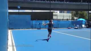 Roger Federer  Running Forehand in Slow Motion HD at Australian Open 2013 [upl. by Julis60]