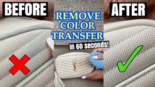 HOW TO REMOVE COLOR TRANSFERDENIM STAINS FROM LEATHER BAGS in 60 seconds  EASY TRICK [upl. by Ileane]