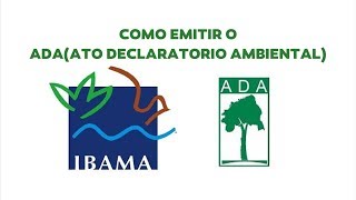 COMO EMITIR O ADA ATO DECLARATÓRIO AMBIENTAL [upl. by Downe79]