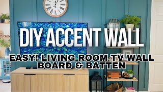 DIY LIVING ROOM ACCENT WALL  EASY BOARD amp BATTEN TV WALL [upl. by Pollerd]