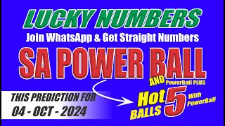 Lucky Number for Sa Powerball Prediction Friday 4 Oct 2024 [upl. by Ydnas]