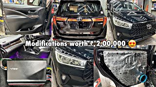 2021 black innova crysta modified  PPF in black innova crysta  lexus style grill for crysta [upl. by Yeclehc]