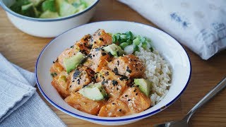 Spicy Mayo Salmon Poke  辣梅奥三文鱼盖饭 [upl. by Knuth594]