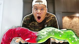 DIY GIANT SOUR GUMMY WORM WORLDS SOUREST CANDY EXTREME 100LB CHALLENGE [upl. by Coben]