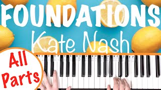 How to play FOUNDATIONS  Kate Nash EASY Piano Tutorial Chords Accompaniment [upl. by Gal252]