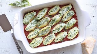 Spinach amp Ricotta Stuffed Shells Recipe  The Inspired Home [upl. by Rimhsak]