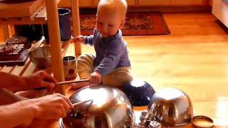 Montessori Infant Video Music kitchen drum lesson [upl. by Illah]