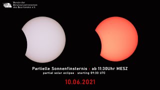 Partielle Sonnenfinsternis 2021  Livestream der Sternwarte Peterberg [upl. by Einnaoj]