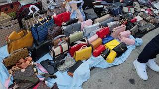 NYC Views of Street vendors selling imitation designers 🎒 bags around Canal Street in Chinatown [upl. by Nooj]