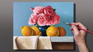 Acrylic Painting Fruits and Flowers Still Life [upl. by Tonya]