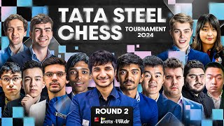 Tata Steel Chess 2024  Round 2  Pragg Gukesh Vidit Anish  Live commentary Sagar Amruta [upl. by Bobbe]