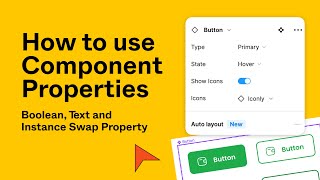 How and when to use Figma Component Property Boolean Text and Instance Swap Properties Explained [upl. by Niltiak]