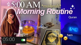 5AM MUSLIMAH MORNING ROUTINE 🎀  praying tahajjud reading quran journaling motivational routine [upl. by Chrystel859]