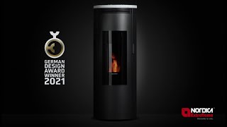 La NordicaExtraflame Pelletofen AMIKA mit SCHOTT ROBAX® NightView German Design Award WINNER 2021 [upl. by Thais707]