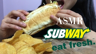 ASMR SUBWAY Pizza Sub EATING SOUND  SASASMR [upl. by Eilama]