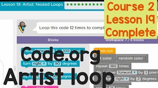 Codeorg lesson 19 course 2 Artist Nested loopcodeorg tutorialscodeorg for begginers [upl. by Prissie151]