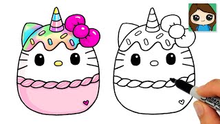 How to Draw Hello Kitty Unicorn Sweets  Squishmallows [upl. by Casia]