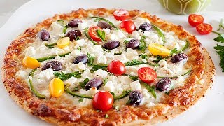 Greek Pizza  Easy Mediterranean Feta Pizza Recipe [upl. by Philo814]