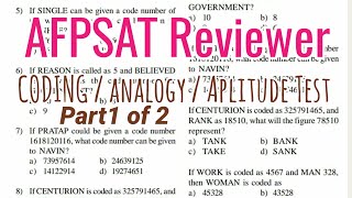 AFPSAT Reviewer  CODE number Aptitude Test Analogy part1 of 2 [upl. by Ylrevaw]