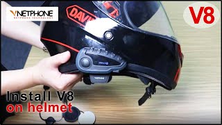 VNETPHONE V8  Install V8 on a motorcycle helmet [upl. by Fessuoy789]