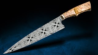 Making A Feather Damascus Chef Knife [upl. by Conners549]