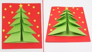 How to Make Christmas Tree Pop Up Card  DIY 3D Christmas Tree Greeting Card  Christmas Crafts DIY [upl. by Yenatirb]