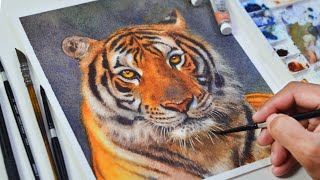 Painting a Tiger in Watercolor [upl. by Aleka388]