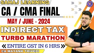 CACMA Final IDT GST Turbo Marathon Entire GST in 6 Hrs with amendment May 2024 Last Day Revision [upl. by Aneele355]