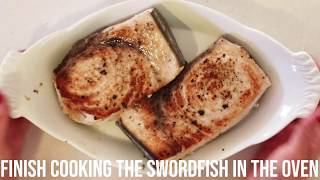 RECIPE Pan Roasted Swordfish Steaks with Mixed Peppercorn Butter [upl. by Ryann]