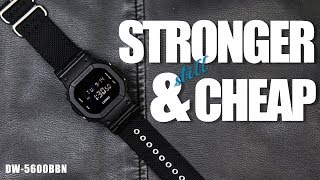 STRONGER WITH CLOTH BAND  GSHOCK DW5600BBN1  UNBOXING amp SPEC [upl. by Namaj]