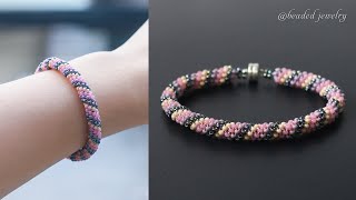 Russian spiral seed beads bracelet tutorial Beaded jewelry [upl. by Garrity]